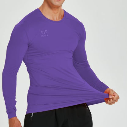 VF VFIT Men's Compression Shirt Long Sleeve Sports Fitness Running Breathable Quick Dry Gym Elastic Fitted Thermal Base Layer