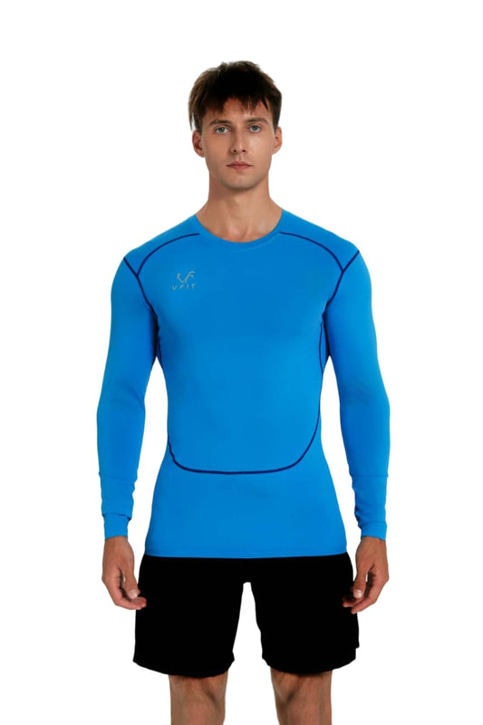 VF VFIT Men's Compression Shirt Long Sleeve Sports Fitness Running Breathable Quick Dry Gym Elastic Fitted Thermal Base Layer