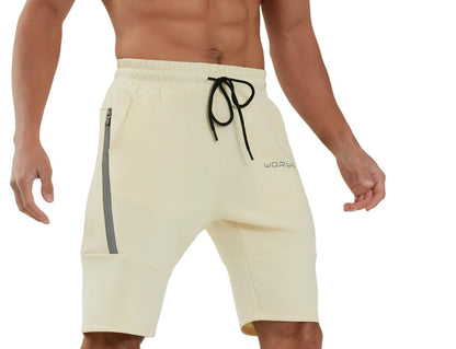 WORWE Pantalones Cortos para Hombre de Entrenamiento con Bolsillos con Cremallera para Correr, Gimnasio, Yoga, Crossfit