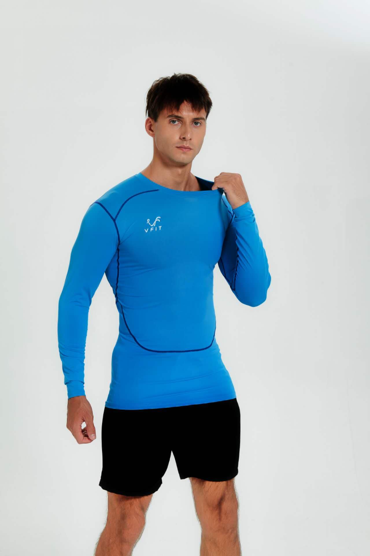 VF VFIT Men's Compression Shirt Long Sleeve Sports Fitness Running Breathable Quick Dry Gym Elastic Fitted Thermal Base Layer