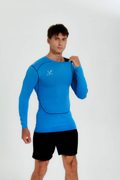 VF VFIT Men's Compression Shirt Long Sleeve Sports Fitness Running Breathable Quick Dry Gym Elastic Fitted Thermal Base Layer