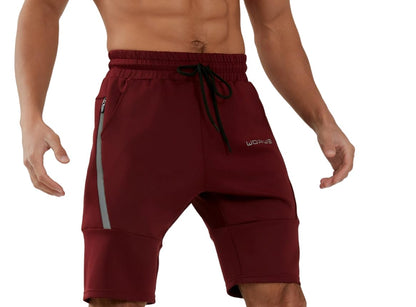 WORWE Pantalones Cortos para Hombre de Entrenamiento con Bolsillos con Cremallera para Correr, Gimnasio, Yoga, Crossfit