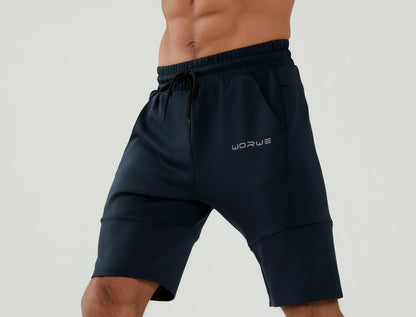 WORWE Pantalones Cortos para Hombre de Entrenamiento con Bolsillos con Cremallera para Correr, Gimnasio, Yoga, Crossfit