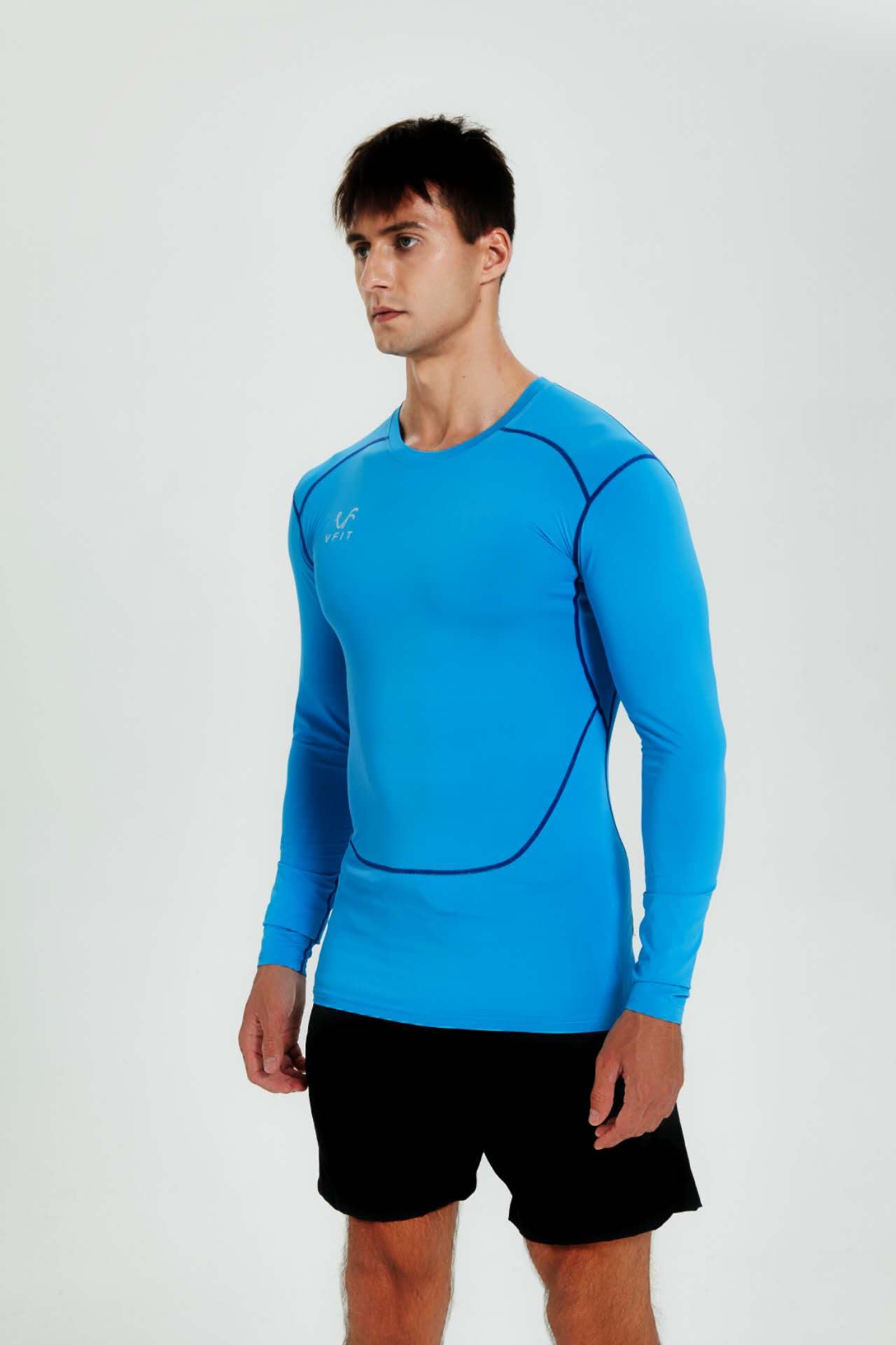 VF VFIT Men's Compression Shirt Long Sleeve Sports Fitness Running Breathable Quick Dry Gym Elastic Fitted Thermal Base Layer