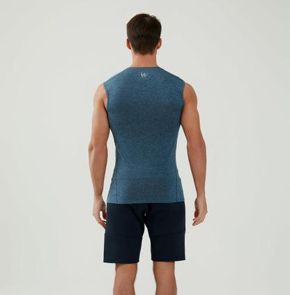 WORWE Camiseta sin Manga Hombre Compresion V-Cuello Deportiva-Moda Fitness Secado rapido Transpirable Anti-UV Tirante Top Cuello Pico