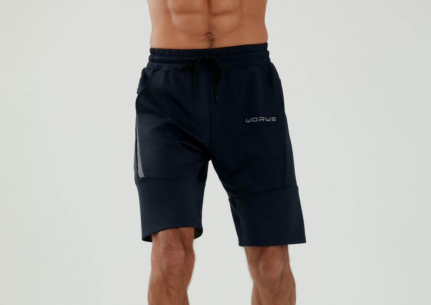 WORWE Pantalones Cortos para Hombre de Entrenamiento con Bolsillos con Cremallera para Correr, Gimnasio, Yoga, Crossfit