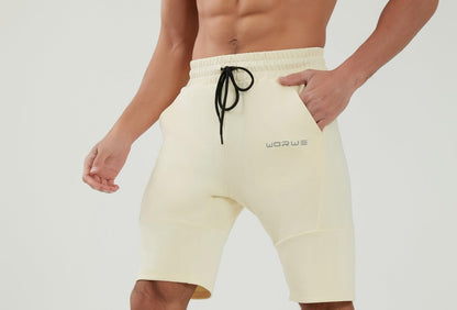 WORWE Pantalones Cortos para Hombre de Entrenamiento con Bolsillos con Cremallera para Correr, Gimnasio, Yoga, Crossfit