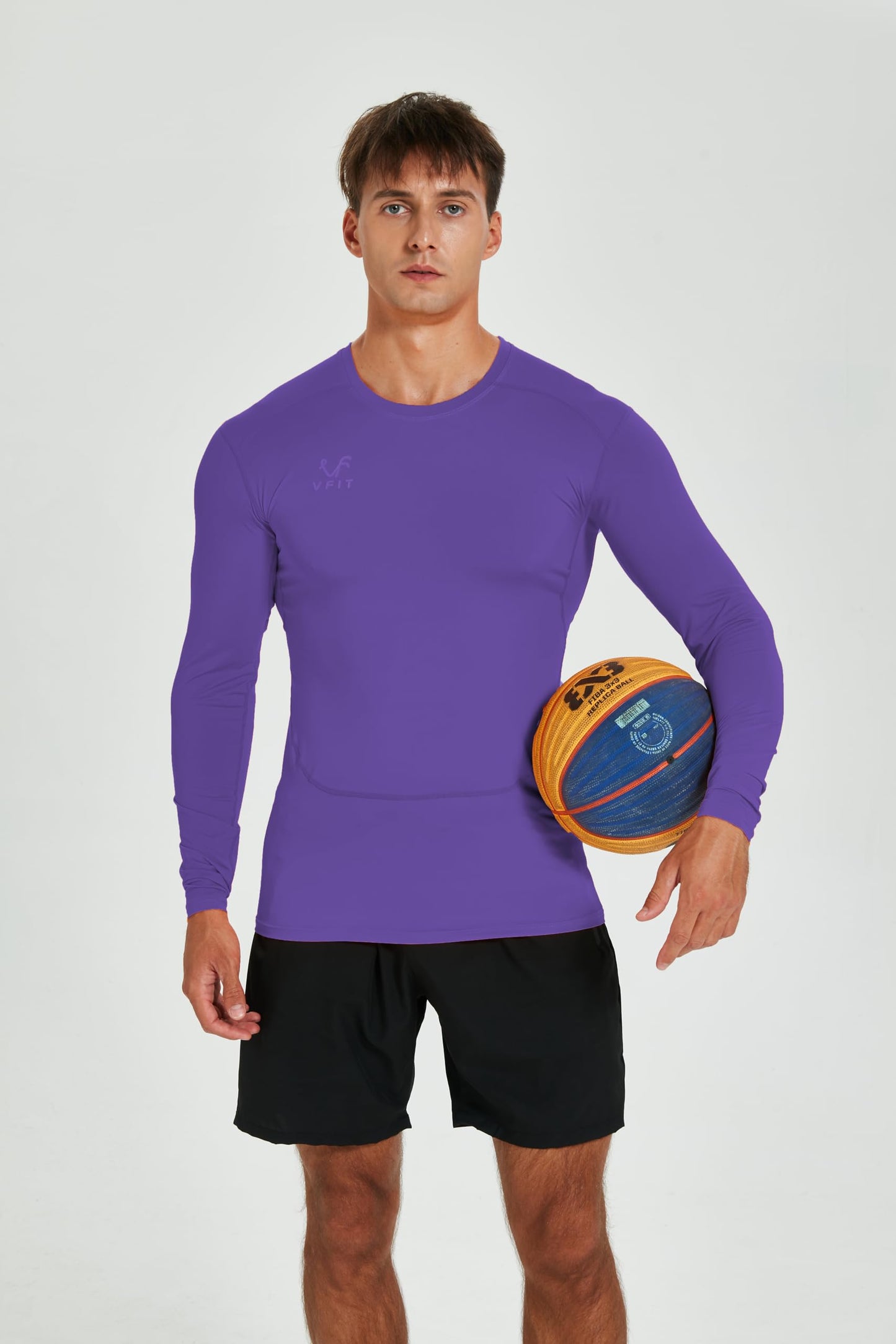 VF VFIT Men's Compression Shirt Long Sleeve Sports Fitness Running Breathable Quick Dry Gym Elastic Fitted Thermal Base Layer