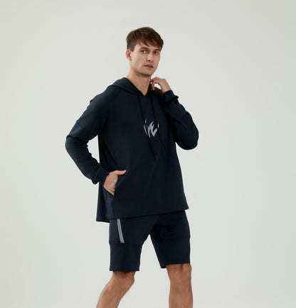WORWE Sudadera Manga Larga con Capucha Hombre termica Secado rapido Gym Moda Deportiva Anti-UV Transpirable versión Suelto Oversize Nuevo Tejido de Alto Rendimiento