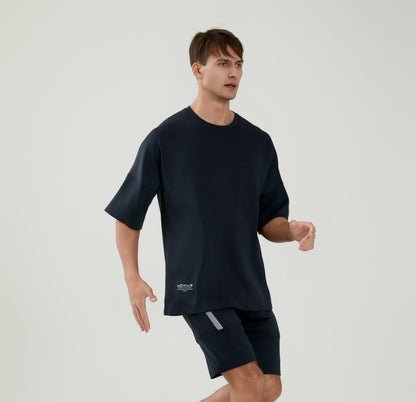 WORWE Camiseta de Manga Corta para Hombre Sports Fashion Estilo Hombro Gran caido Oversize Transpirable Secado Rapido Cuello Redondo Gym Deportiva Moda Calle