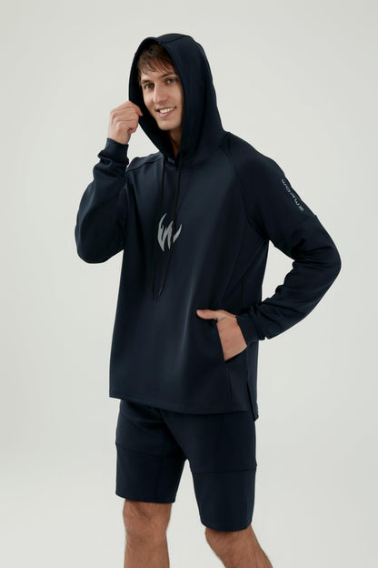 WORWE Sudadera Manga Larga con Capucha Hombre termica Secado rapido Gym Moda Deportiva Anti-UV Transpirable versión Suelto Oversize Nuevo Tejido de Alto Rendimiento