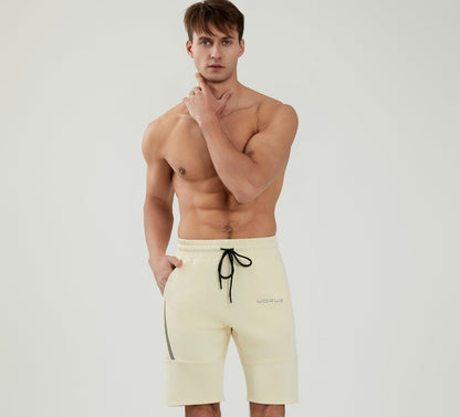 WORWE Pantalones Cortos para Hombre de Entrenamiento con Bolsillos con Cremallera para Correr, Gimnasio, Yoga, Crossfit