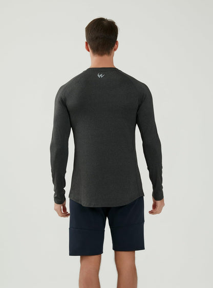 WORWE Camiseta Manga Larga Hombre Entallado Cuerpo Termica Sports Fashion Secado rapido Transpirable Gym Fitness Running Gimnasio Moda-Deportiva Anti-UV Cuello Redondo Compresion