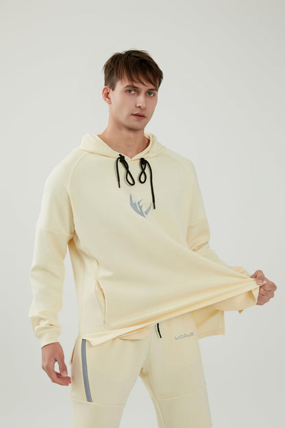 WORWE Sudadera Manga Larga con Capucha Hombre termica Secado rapido Gym Moda Deportiva Anti-UV Transpirable versión Suelto Oversize Nuevo Tejido de Alto Rendimiento