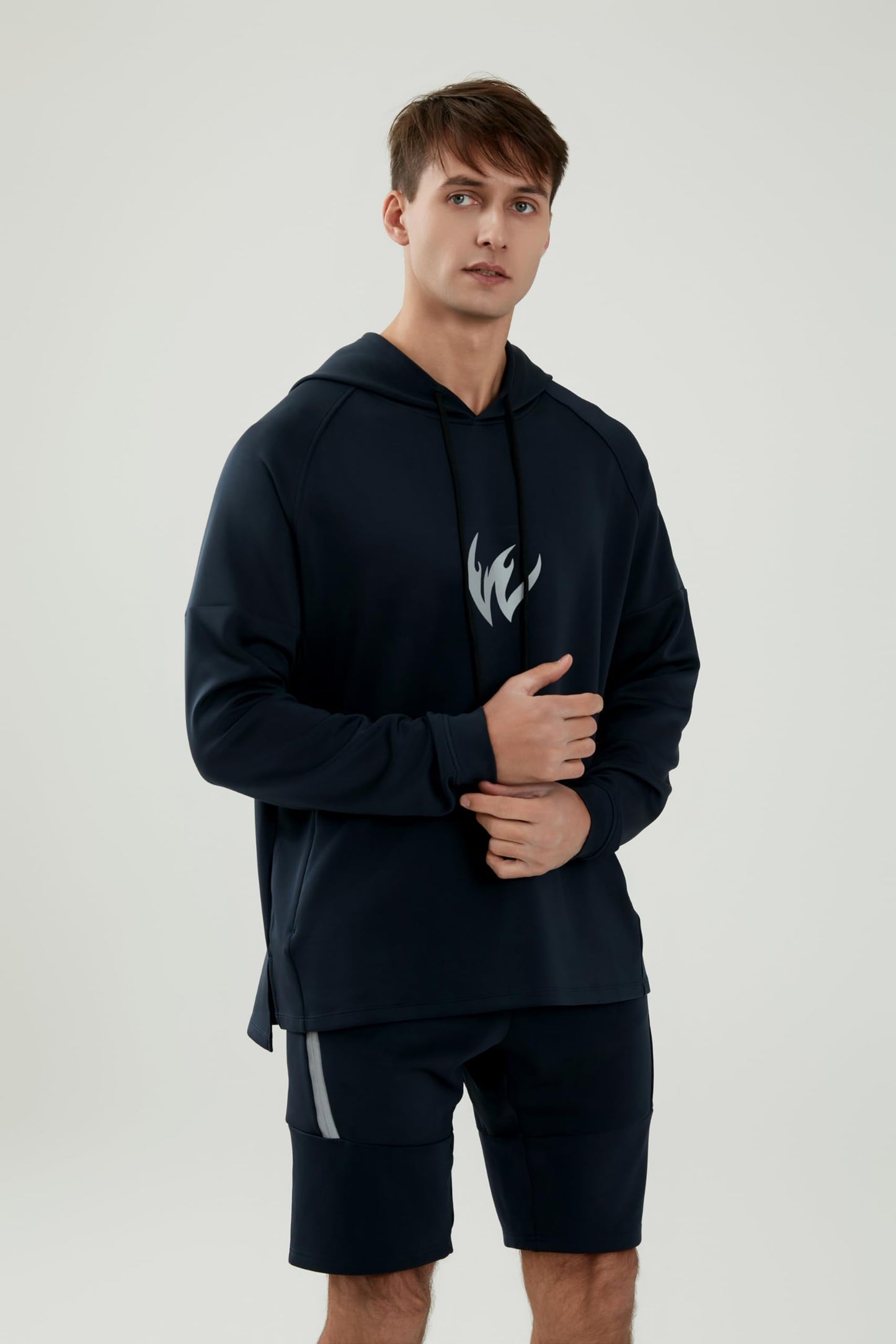 WORWE Sudadera Manga Larga con Capucha Hombre termica Secado rapido Gym Moda Deportiva Anti-UV Transpirable versión Suelto Oversize Nuevo Tejido de Alto Rendimiento