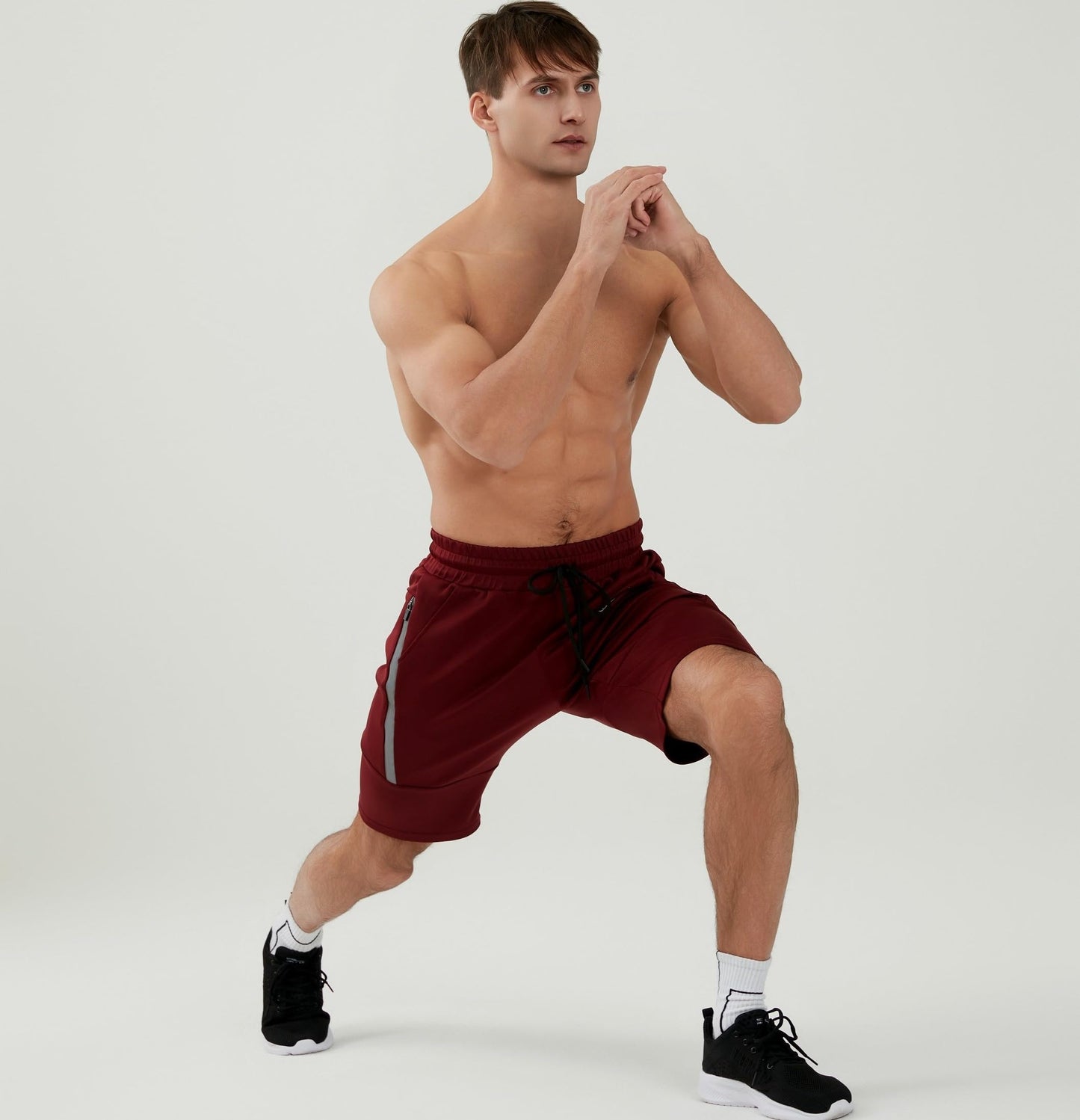 WORWE Pantalones Cortos para Hombre de Entrenamiento con Bolsillos con Cremallera para Correr, Gimnasio, Yoga, Crossfit