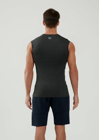 WORWE Camiseta sin Manga Hombre Compresion V-Cuello Deportiva-Moda Fitness Secado rapido Transpirable Anti-UV Tirante Top Cuello Pico