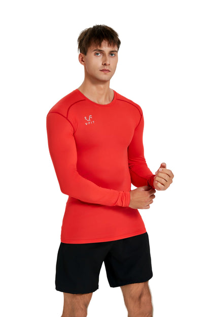 VF VFIT Men's Compression Shirt Long Sleeve Sports Fitness Running Breathable Quick Dry Gym Elastic Fitted Thermal Base Layer
