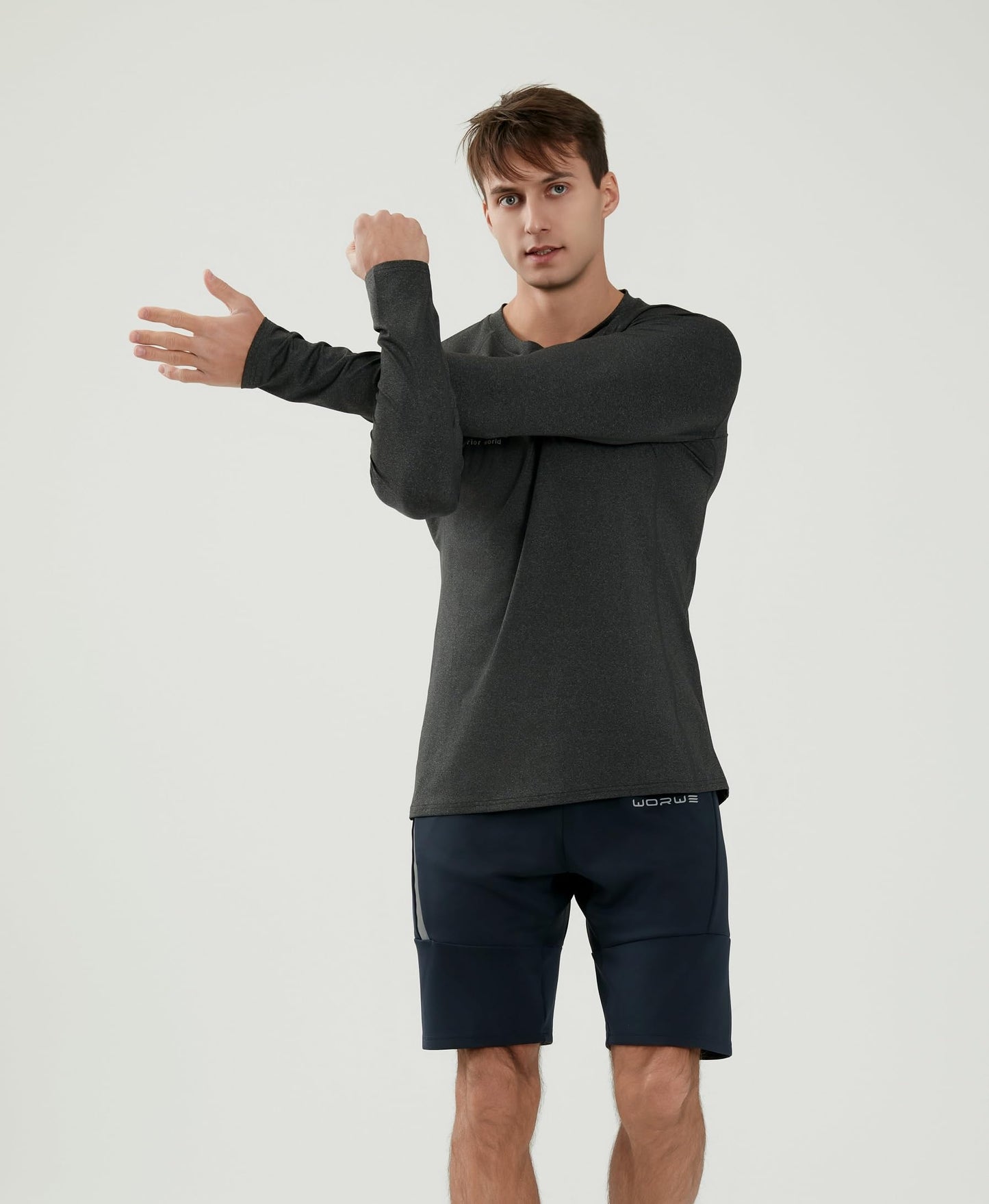 WORWE Camiseta Manga Larga Hombre Entallado Cuerpo Termica Sports Fashion Secado rapido Transpirable Gym Fitness Running Gimnasio Moda-Deportiva Anti-UV Cuello Redondo Compresion