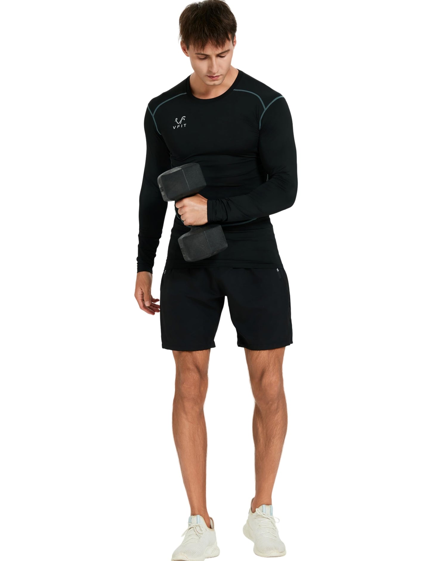 VF VFIT Men's Compression Shirt Long Sleeve Sports Fitness Running Breathable Quick Dry Gym Elastic Fitted Thermal Base Layer