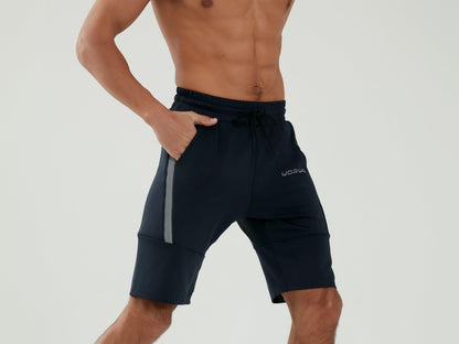 WORWE Pantalones Cortos para Hombre de Entrenamiento con Bolsillos con Cremallera para Correr, Gimnasio, Yoga, Crossfit