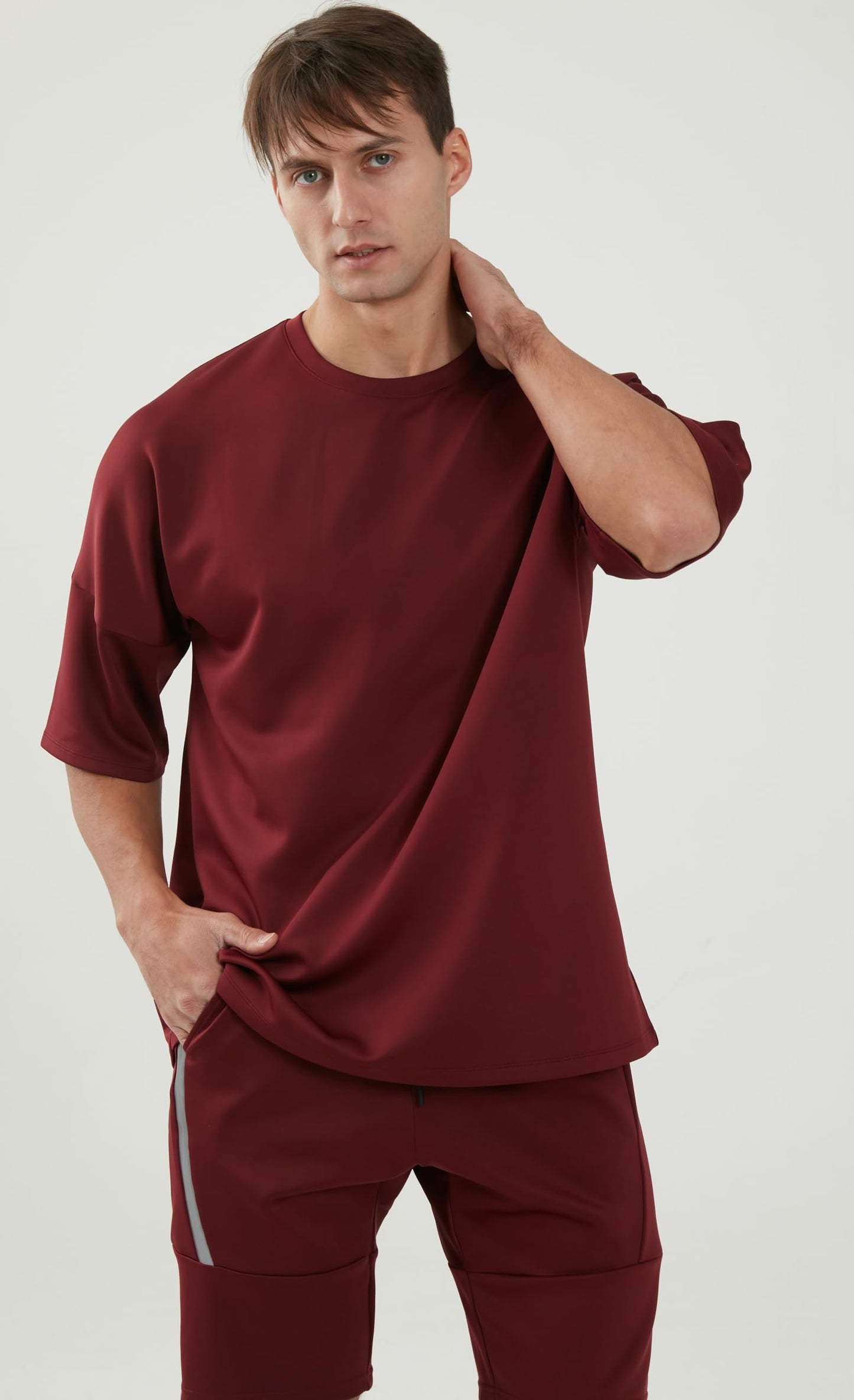 WORWE Camiseta de Manga Corta para Hombre Sports Fashion Estilo Hombro Gran caido Oversize Transpirable Secado Rapido Cuello Redondo Gym Deportiva Moda Calle