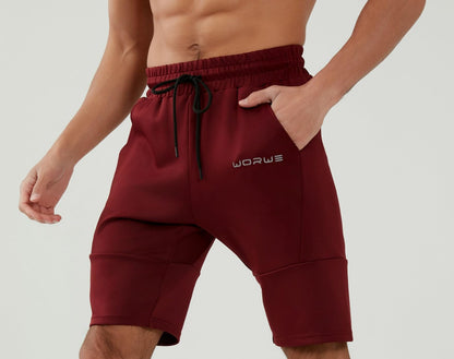 WORWE Pantalones Cortos para Hombre de Entrenamiento con Bolsillos con Cremallera para Correr, Gimnasio, Yoga, Crossfit
