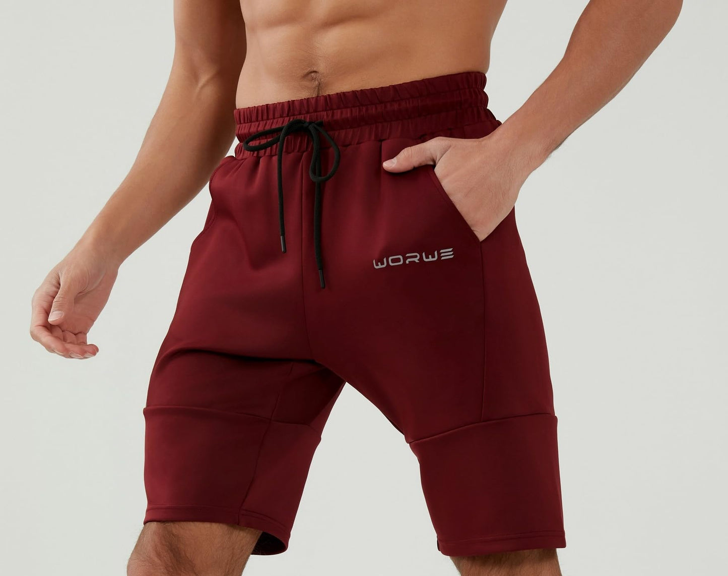 WORWE Pantalones Cortos para Hombre de Entrenamiento con Bolsillos con Cremallera para Correr, Gimnasio, Yoga, Crossfit