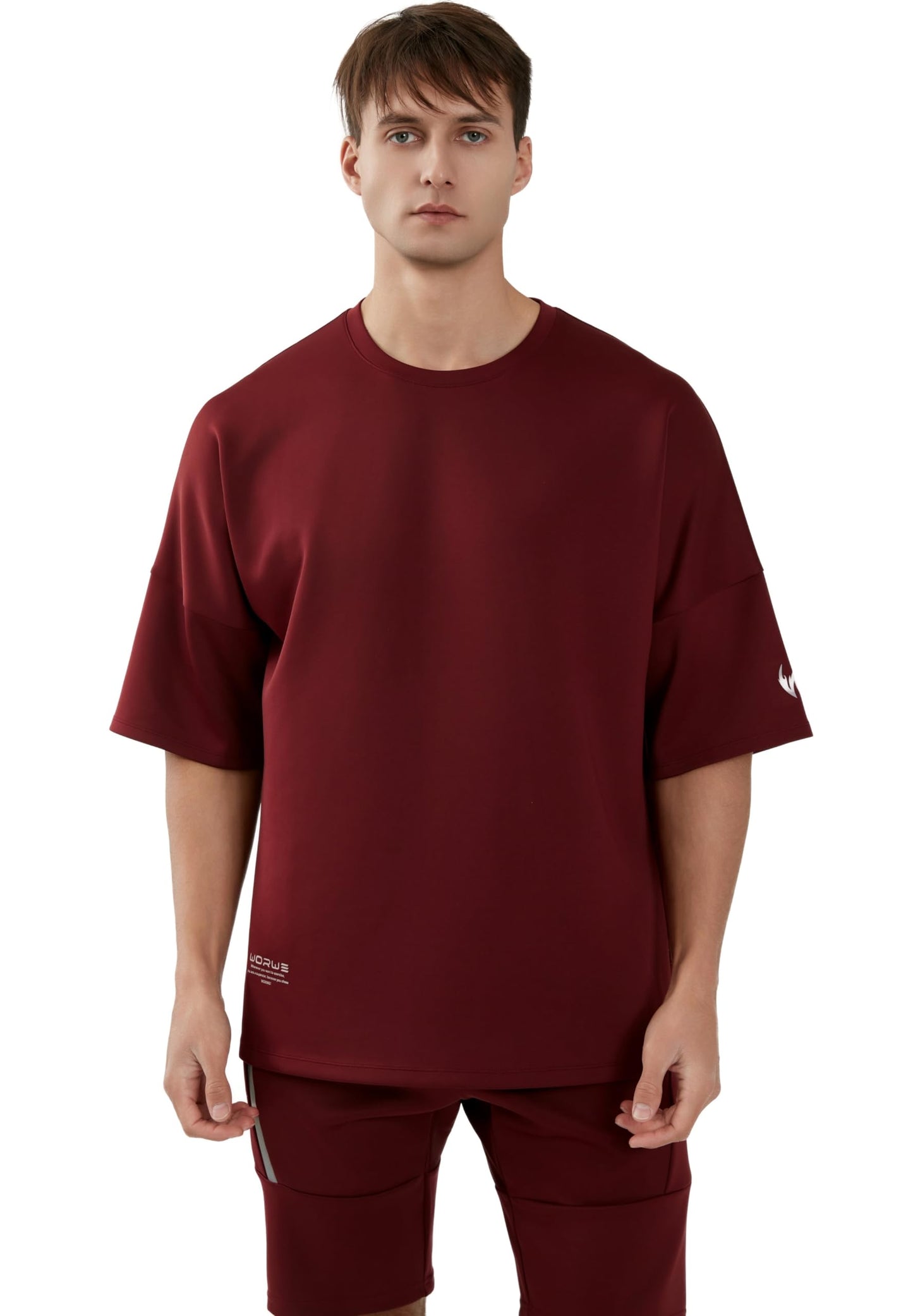 WORWE Camiseta de Manga Corta para Hombre Sports Fashion Estilo Hombro Gran caido Oversize Transpirable Secado Rapido Cuello Redondo Gym Deportiva Moda Calle