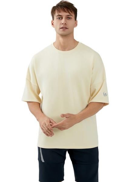 WORWE Camiseta de Manga Corta para Hombre Sports Fashion Estilo Hombro Gran caido Oversize Transpirable Secado Rapido Cuello Redondo Gym Deportiva Moda Calle