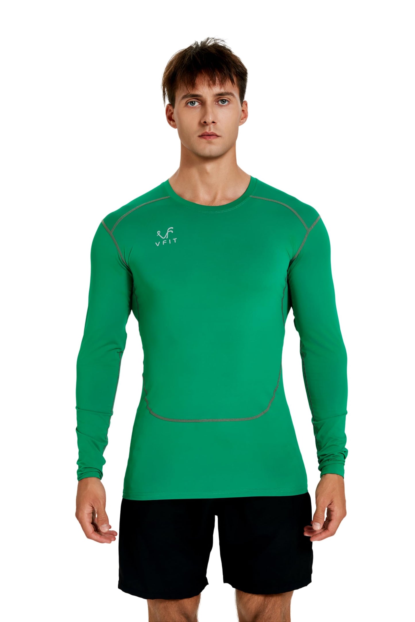 VF VFIT Men's Compression Shirt Long Sleeve Sports Fitness Running Breathable Quick Dry Gym Elastic Fitted Thermal Base Layer