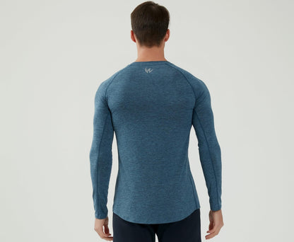 WORWE Camiseta Manga Larga Hombre Entallado Cuerpo Termica Sports Fashion Secado rapido Transpirable Gym Fitness Running Gimnasio Moda-Deportiva Anti-UV Cuello Redondo Compresion