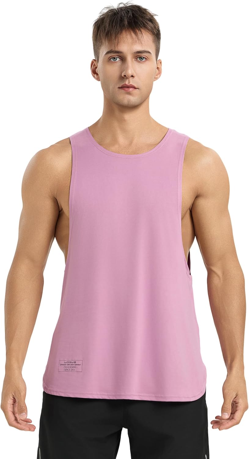 WORWE Camiseta sin Mangas Hombre Tirante Vida Cotidiana Fashion Entrenamiento Gimnasio Running Tanspirable Secado rapido Deportiva Chaleco Antibacteriano y Desodorante