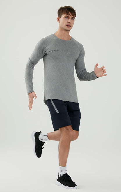 WORWE Camiseta Manga Larga Hombre Entallado Cuerpo Termica Sports Fashion Secado rapido Transpirable Gym Fitness Running Gimnasio Moda-Deportiva Anti-UV Cuello Redondo Compresion