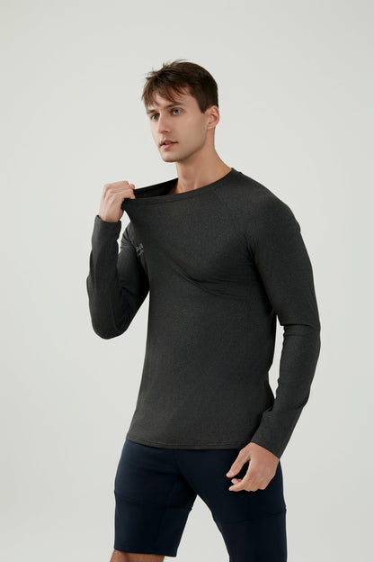 WORWE Camiseta Manga Larga Hombre Entallado Cuerpo Termica Sports Fashion Secado rapido Transpirable Gym Fitness Running Gimnasio Moda-Deportiva Anti-UV Cuello Redondo Compresion