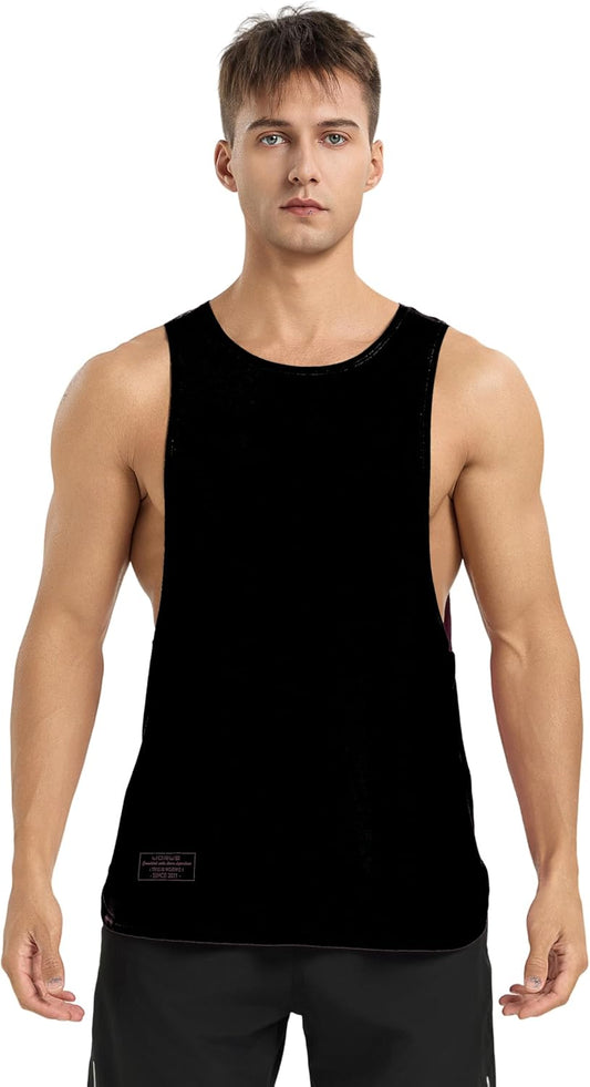 WORWE Camiseta sin Mangas Hombre Tirante Vida Cotidiana Fashion Entrenamiento Gimnasio Running Tanspirable Secado rapido Deportiva Chaleco Antibacteriano y Desodorante