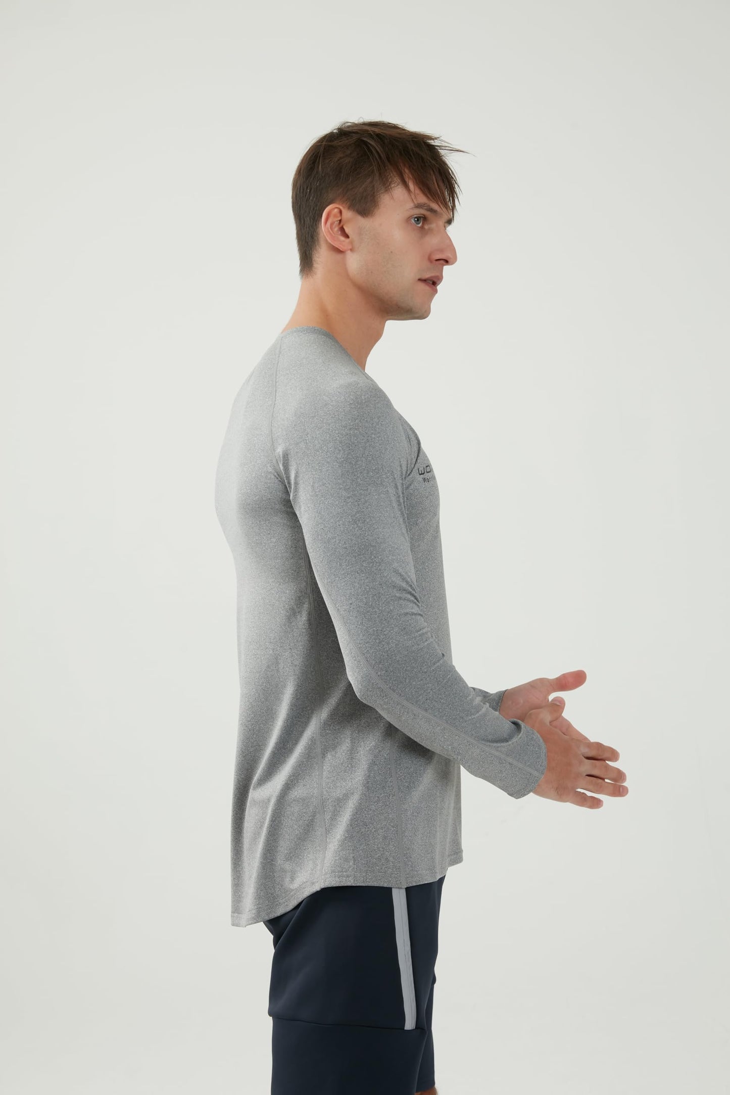 WORWE Camiseta Manga Larga Hombre Entallado Cuerpo Termica Sports Fashion Secado rapido Transpirable Gym Fitness Running Gimnasio Moda-Deportiva Anti-UV Cuello Redondo Compresion