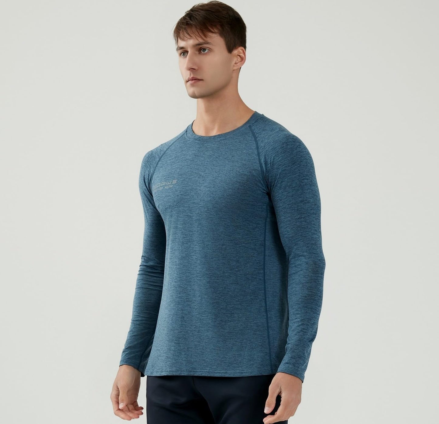 WORWE Camiseta Manga Larga Hombre Entallado Cuerpo Termica Sports Fashion Secado rapido Transpirable Gym Fitness Running Gimnasio Moda-Deportiva Anti-UV Cuello Redondo Compresion