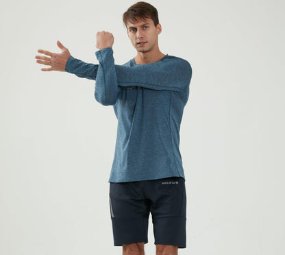 WORWE Camiseta Manga Larga Hombre Entallado Cuerpo Termica Sports Fashion Secado rapido Transpirable Gym Fitness Running Gimnasio Moda-Deportiva Anti-UV Cuello Redondo Compresion