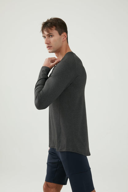 WORWE Camiseta Manga Larga Hombre Entallado Cuerpo Termica Sports Fashion Secado rapido Transpirable Gym Fitness Running Gimnasio Moda-Deportiva Anti-UV Cuello Redondo Compresion