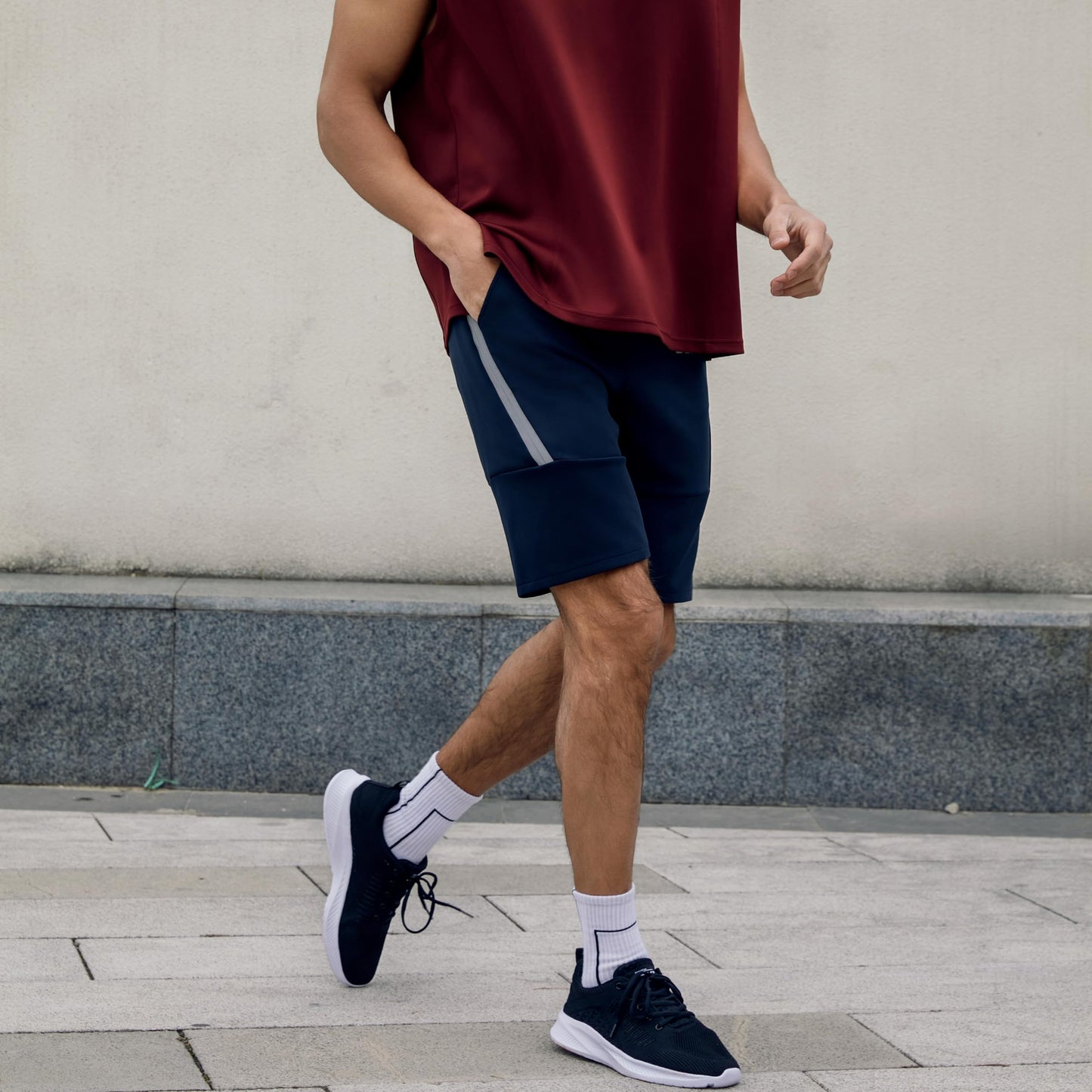 WORWE Pantalones Cortos para Hombre de Entrenamiento con Bolsillos con Cremallera para Correr, Gimnasio, Yoga, Crossfit