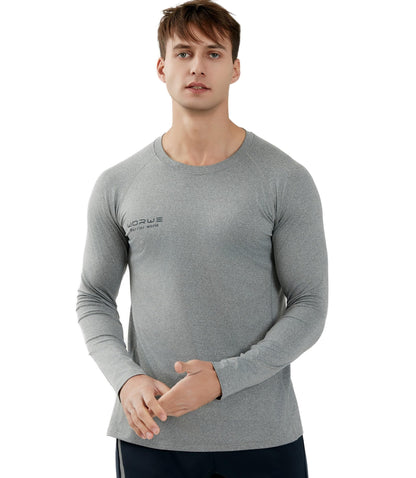 WORWE Camiseta Manga Larga Hombre Entallado Cuerpo Termica Sports Fashion Secado rapido Transpirable Gym Fitness Running Gimnasio Moda-Deportiva Anti-UV Cuello Redondo Compresion