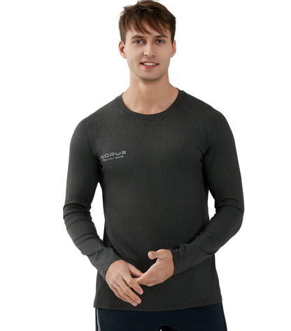 WORWE Camiseta Manga Larga Hombre Entallado Cuerpo Termica Sports Fashion Secado rapido Transpirable Gym Fitness Running Gimnasio Moda-Deportiva Anti-UV Cuello Redondo Compresion