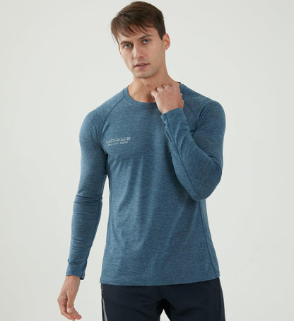 WORWE Camiseta Manga Larga Hombre Entallado Cuerpo Termica Sports Fashion Secado rapido Transpirable Gym Fitness Running Gimnasio Moda-Deportiva Anti-UV Cuello Redondo Compresion
