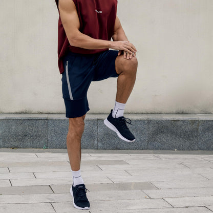 WORWE Pantalones Cortos para Hombre de Entrenamiento con Bolsillos con Cremallera para Correr, Gimnasio, Yoga, Crossfit