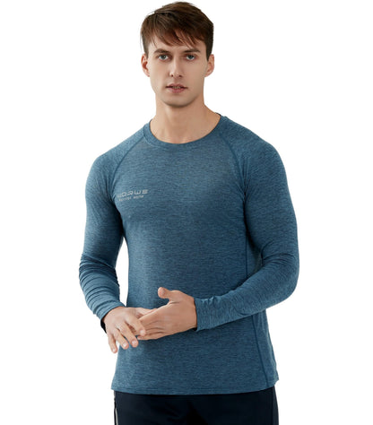WORWE Camiseta Manga Larga Hombre Entallado Cuerpo Termica Sports Fashion Secado rapido Transpirable Gym Fitness Running Gimnasio Moda-Deportiva Anti-UV Cuello Redondo Compresion