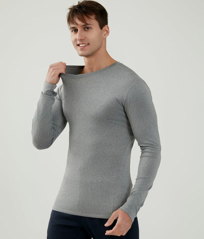 WORWE Camiseta Compresion Manga Larga Hombre Termica Cuello-V Moda-Deportiva Secado rapido Transpirable Fitness Running Anti-UV