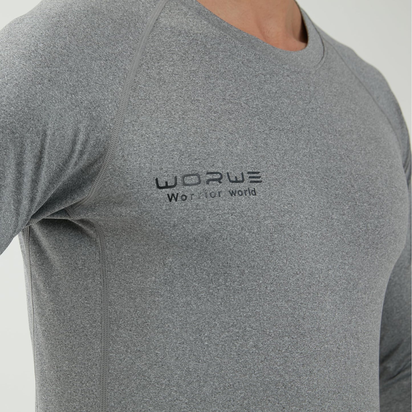 WORWE Camiseta Manga Larga Hombre Entallado Cuerpo Termica Sports Fashion Secado rapido Transpirable Gym Fitness Running Gimnasio Moda-Deportiva Anti-UV Cuello Redondo Compresion